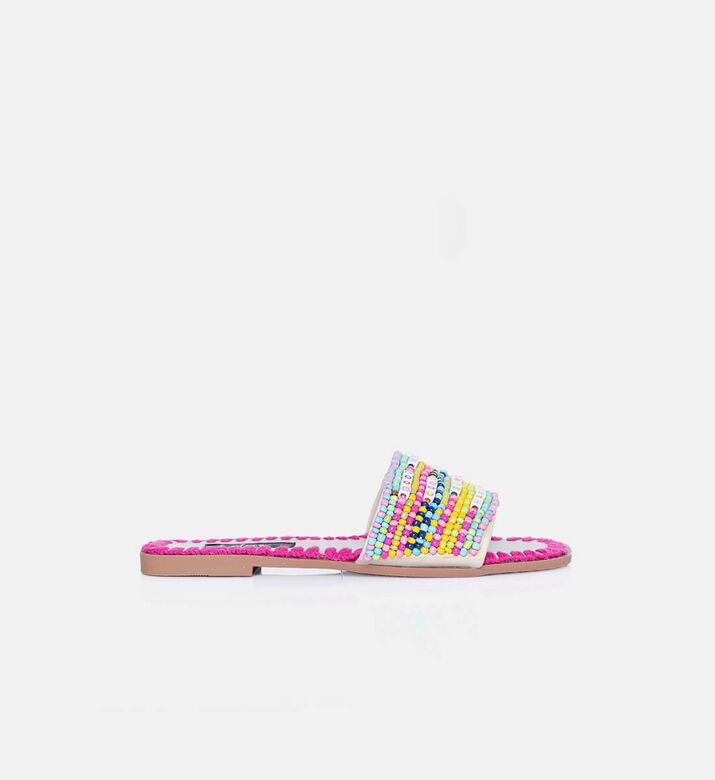 Multicolor Beaded Strap Sandals