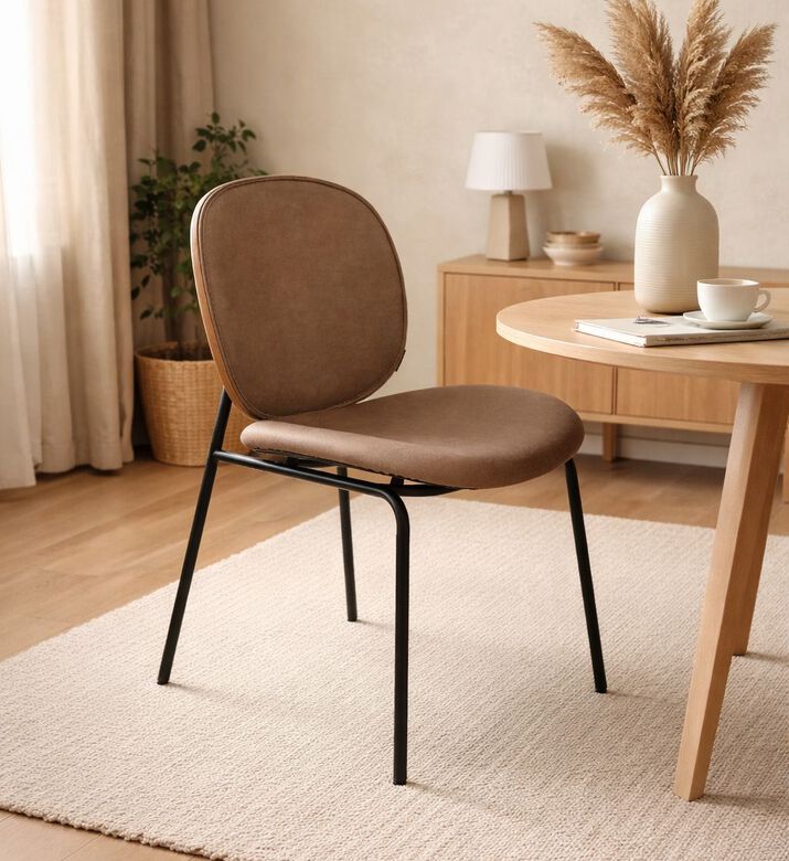 Home Deco and More Sahara Leather Dining Chair, Beige, Packshot View