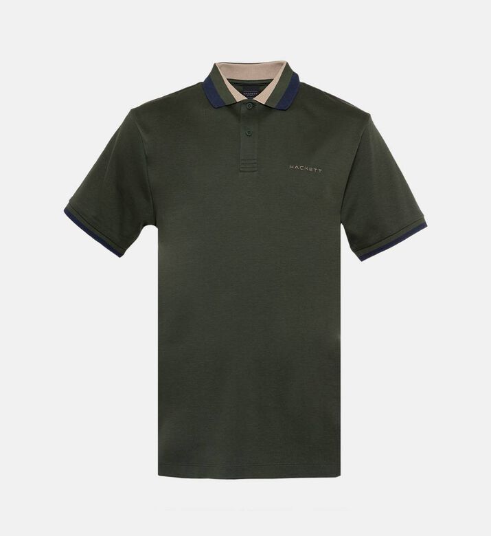 Hackett London Button Placket Short-sleeve Polo Shirt, Khaki, Xl, Packshot View