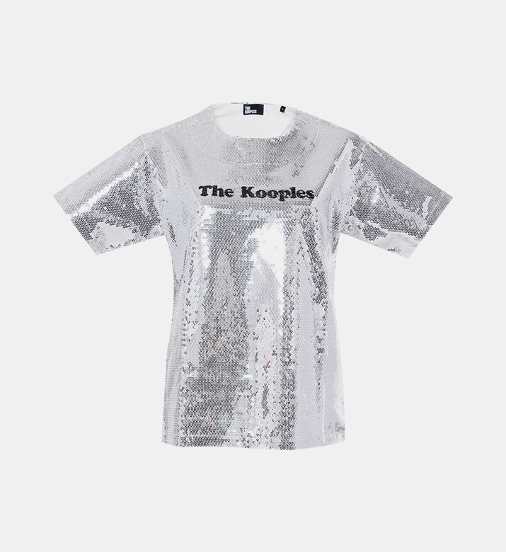 تيشيرت بطبعة شعار مطرز بترتر