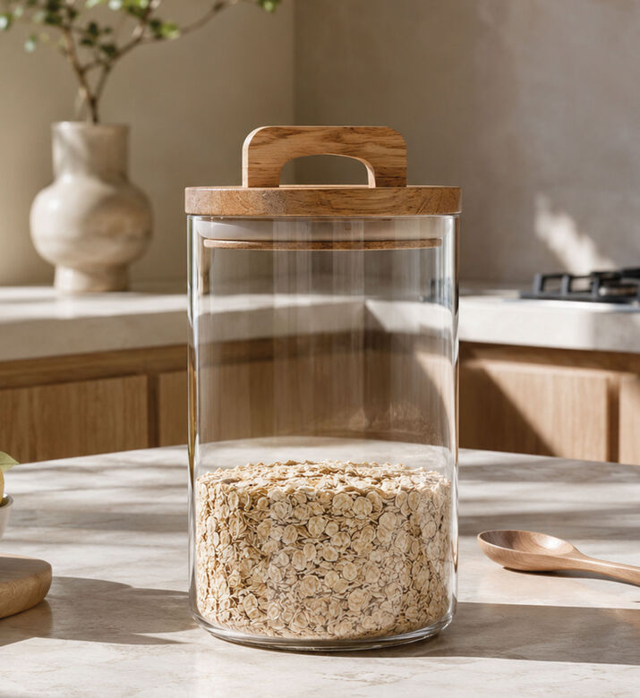 Home Deco and More Glass Storage Jars, Transparent, 23-cm, Packshot View
