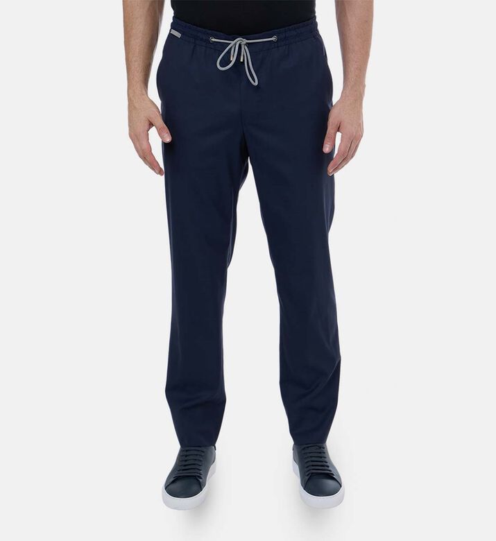 Virgin Wool Elastic Waistband Pants