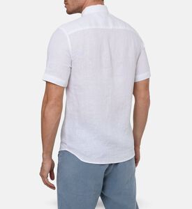 Galeries Lafayette Linen Short-sleeve Shirt, White, M, Model View