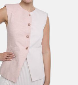 Blue For Burgundy Crystal Buttons Two-tone Straight-cut Vest, Model View