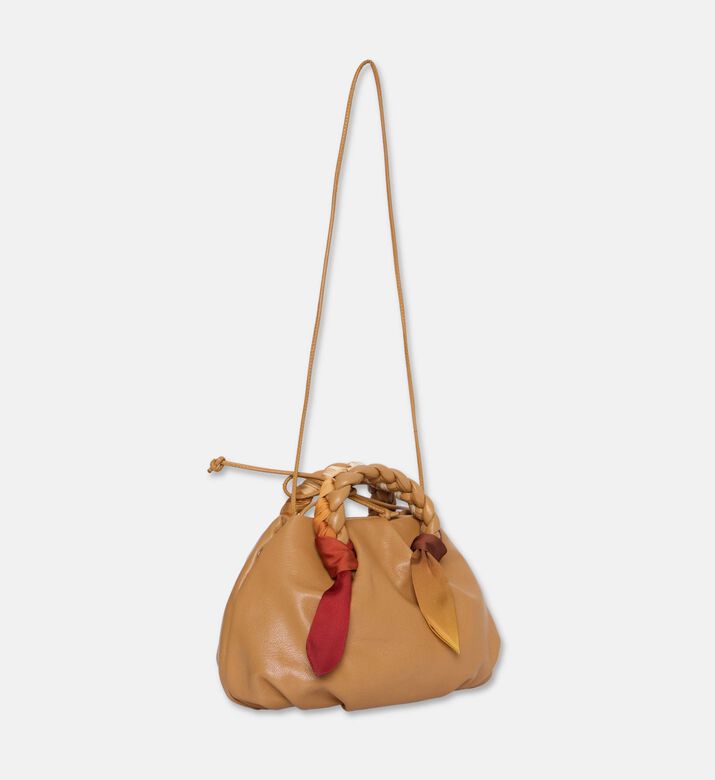 Hereu Leather Foulard-detail Tote, Camel, Packshot View