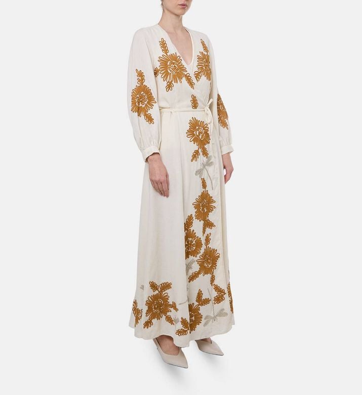 Forte-Forte Embroidered Wrap Maxi Dress, Model View Forte-Forte Embroidered Wrap Maxi Dress, Model View