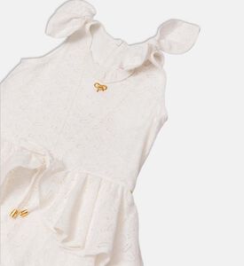 فستان مزين بكشكشة متدرجة ورباط أمامي