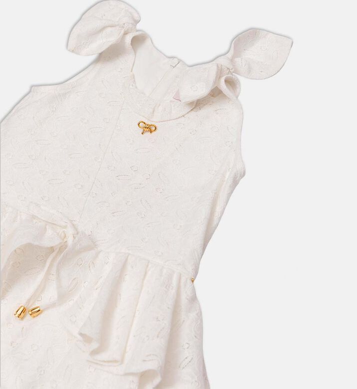 فستان مزين بكشكشة متدرجة ورباط أمامي