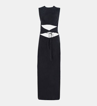 Front Cut Sleeveless Midi Dress
