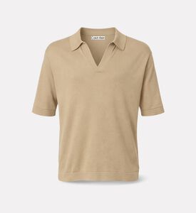 Calvin Klein Open V-neck Polo Shirt, Beige, Xl, Packshot View