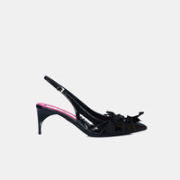 Bow Patent Leather Med Heel Pumps