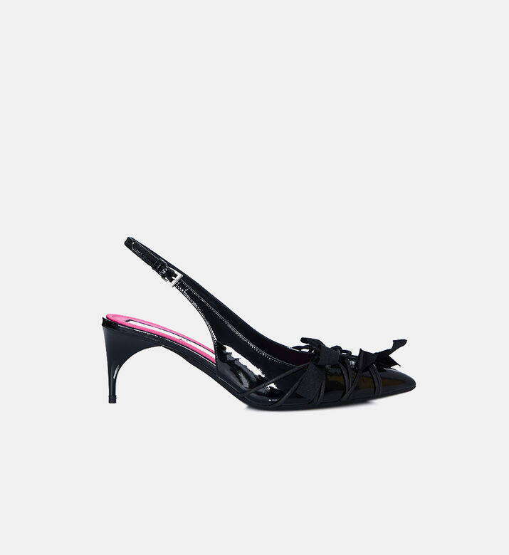 Bow Patent Leather Med Heel Pumps
