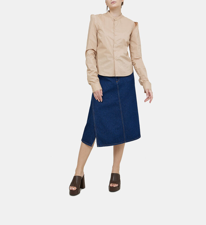 Cotton Cut-out Details Button-down Shirt