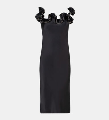 Zip Ruffle-details Dress