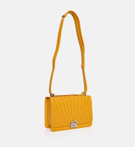 Camille Fournet Signature Calf Leather Pleated Shoulder Bag, Yellow, Packshot View