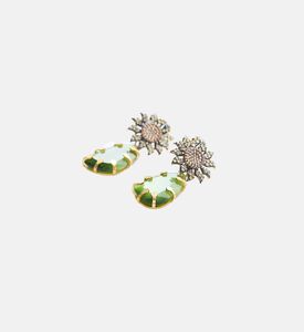 Floral Zircon Jade Stone Earrings