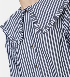 فستان بنمط قميص قطني مخطط قصير