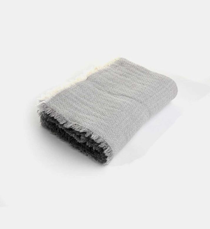 Home Deco and More Carpi Wool Cotton Blend Throw, Grey, Packshot View