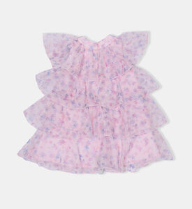 طقم فستان بطبعة أزهار بطبقات