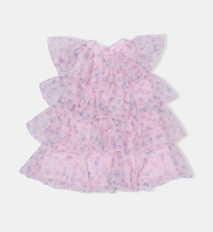 طقم فستان بطبعة أزهار بطبقات