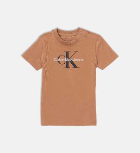 تيشيرت من الدينيم بطبعة Monogram لحديثي الولادة