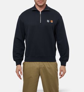 Maison Kitsune Dual Fox-embroidery Half-zip Sweatshirt, Model View