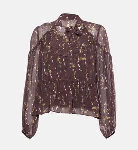 بلوزة بياقة في بطبعة غرافيكية على كاملها