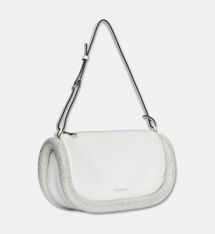 JW Anderson Bumper-15 Leather Crystal Shoulder Bag, White, Packshot View