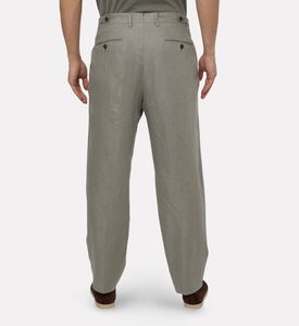 Corneliani Tailored Flax Trousers, Green, 54, Model View