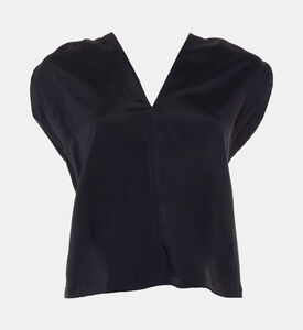 Draped-detail Sleeveless V-neck Top