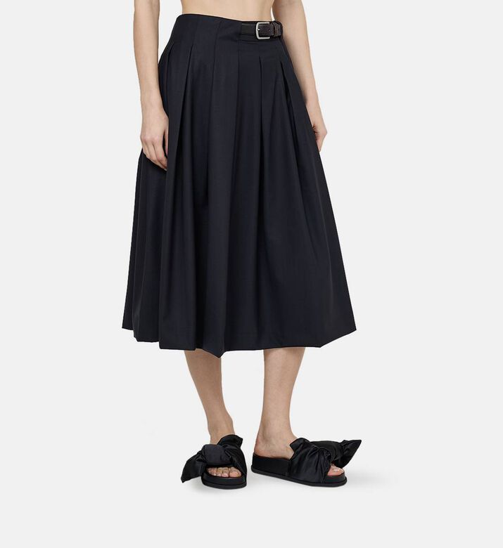 Hallie Wool Pleated Midi Skirt