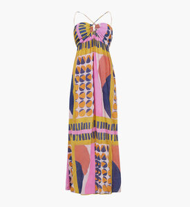 فستان مولي طويل فضفاض بنقشة