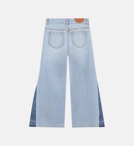 Two-tone Wide-leg Denim Pants