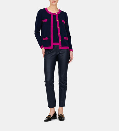 Contrasted Button-down Cardigan