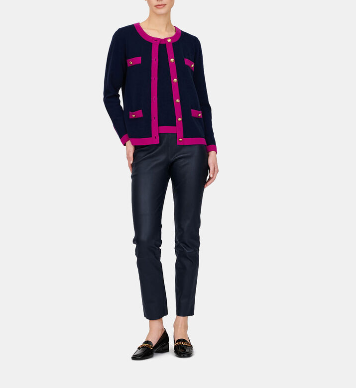 Contrasted Button-down Cardigan