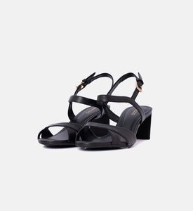 Leather Mid-bock Heel Sandals