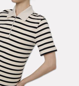 Jil Sander Jil Sander Striped Quarter-zip Polo, Model View