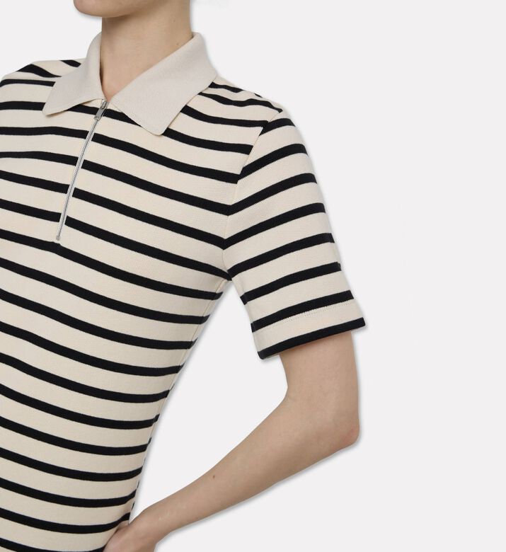 Jil Sander Jil Sander Striped Quarter-zip Polo, Model View