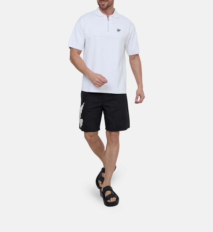 Logo-embroidery Quarter-zip Polo Shirt