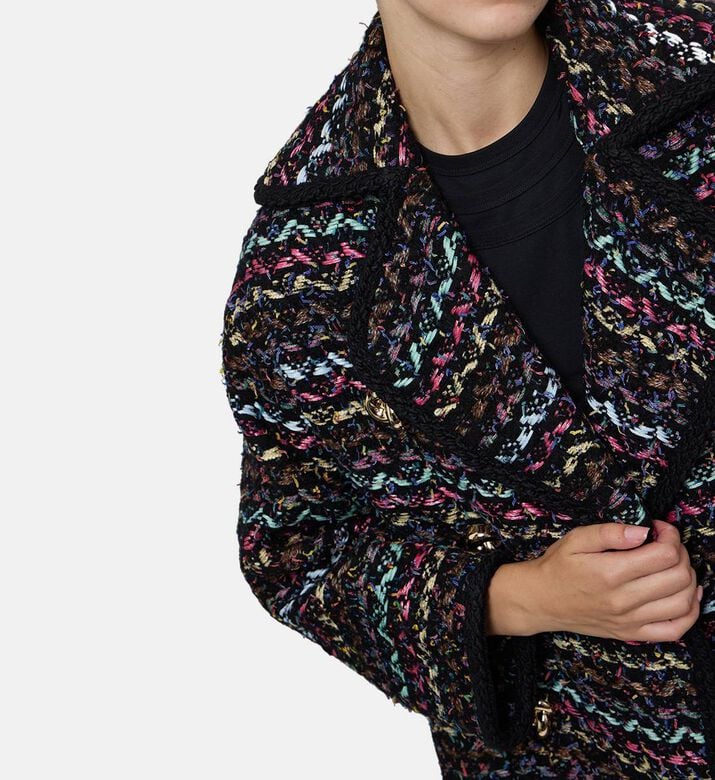 Edward Achour Paris Tweed Double-breasted Coat, Model View Edward Achour Paris Tweed Double-breasted Coat, Model View