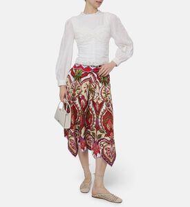 Farm Rio Odara Contrasting Scallops Midi Skirt, Model View