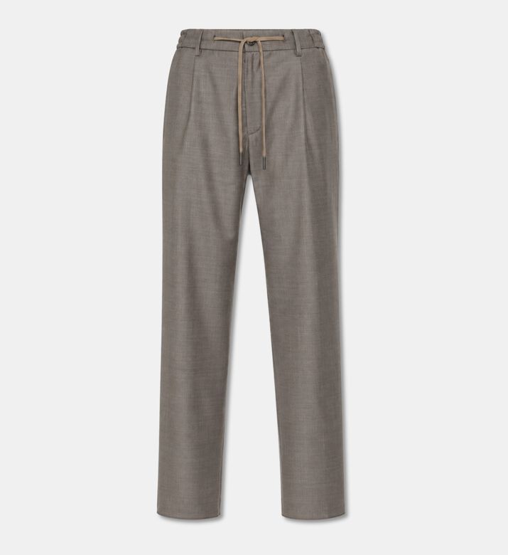 Tagliatore Wool Drawstring Trousers, Brown, 56, Packshot View
