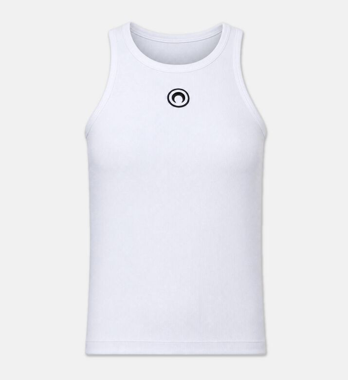 Marine Serre Moon Logo Ribbed Tank Top, White, S, Packshot View