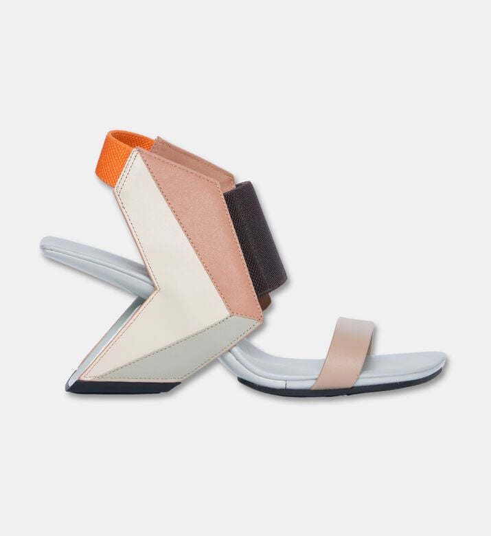 UN United Nude Cow Leather Block Heel Sandals, Beige, Eu-37, Packshot View