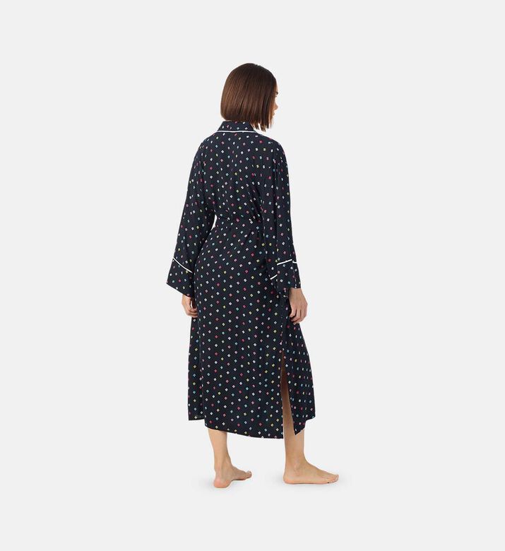 Contrasted Piping Side Slits Robe