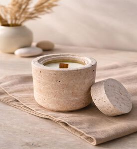 Tohfa Luxe Luxury Marble Lidded Oud Candle Jar, Packshot View