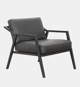 كرسي رين بذراعين وجلد بلوط