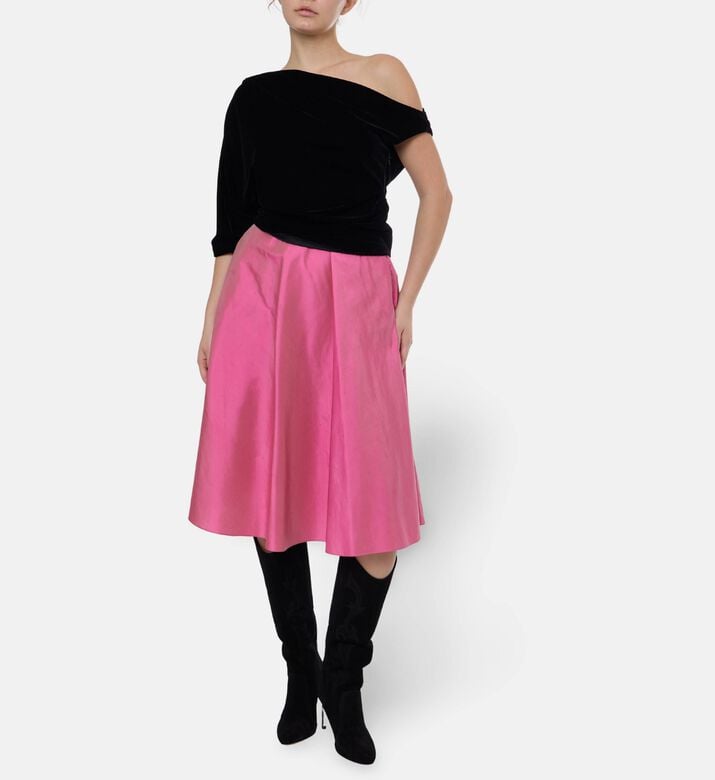 Blue For Burgundy Draped One-shoulder Top, Model View