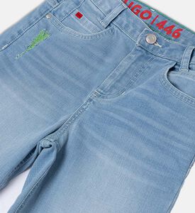 Wide-leg 5-pockets Denim Bermuda Shorts