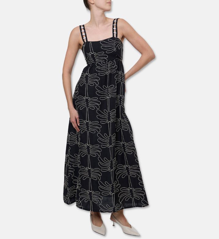 Palmacea All-over Palm Frond Printed Maxi Dress, Model View